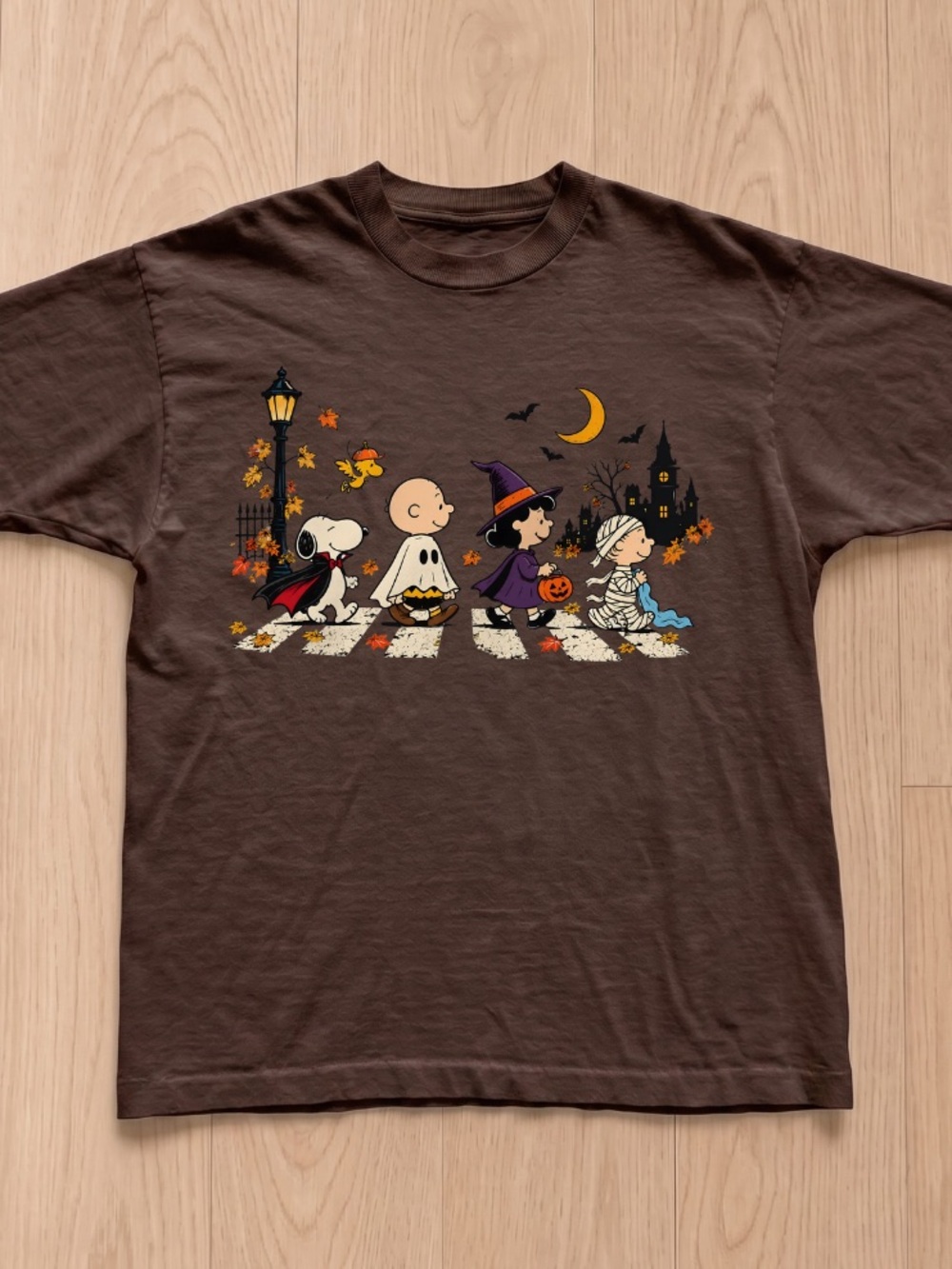 Gildan Brown Halloween Spooky Trick or Treat Fall Season Graphic Tee